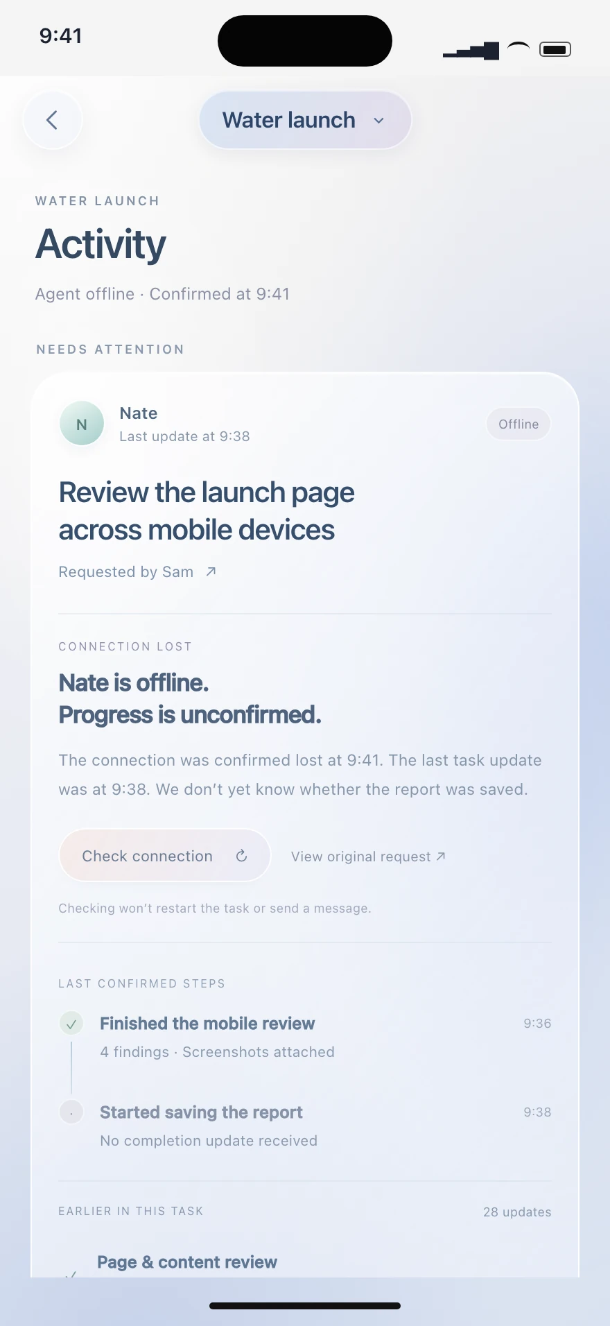 Water accepted design: Offline