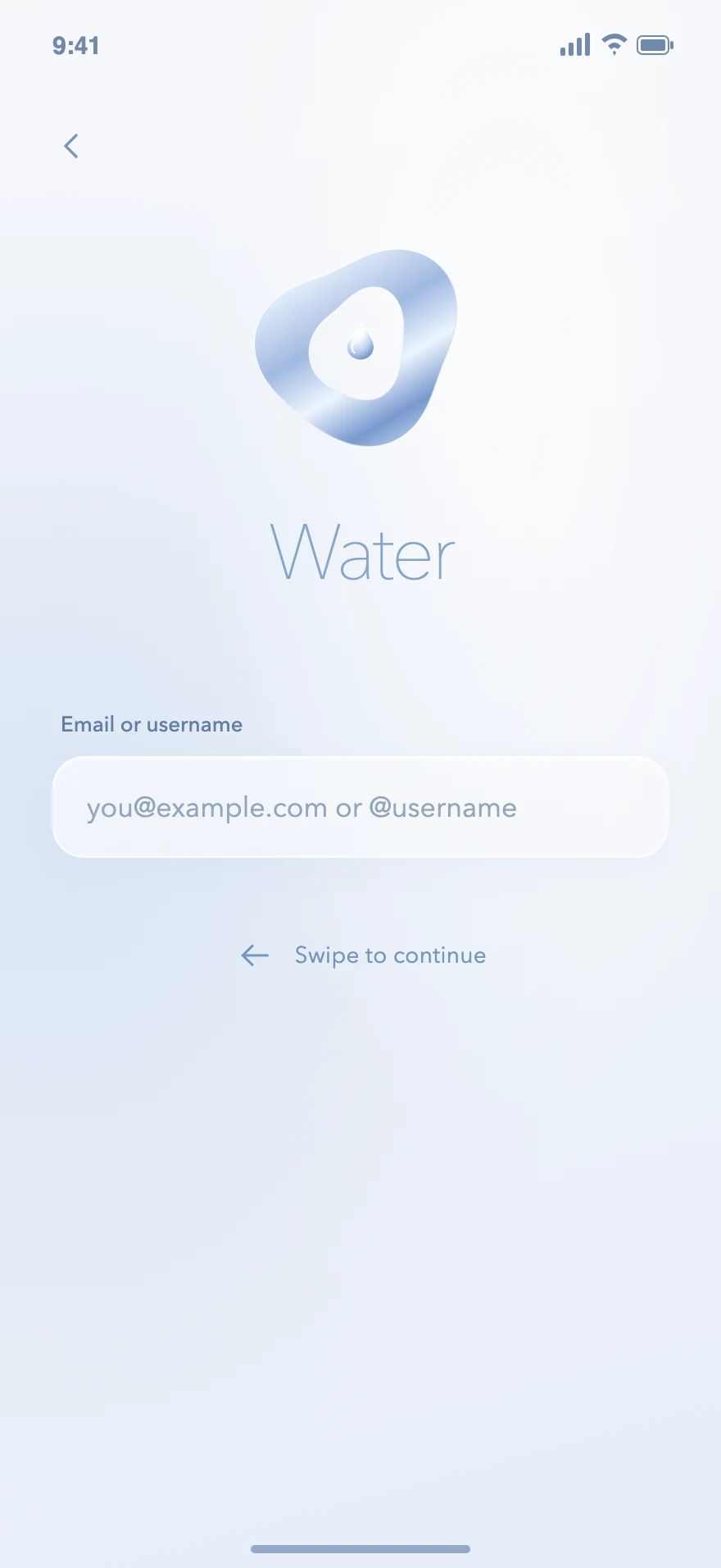 Water accepted design: Sign in
