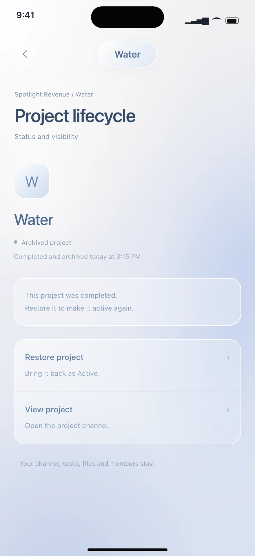 Water accepted design: Finish