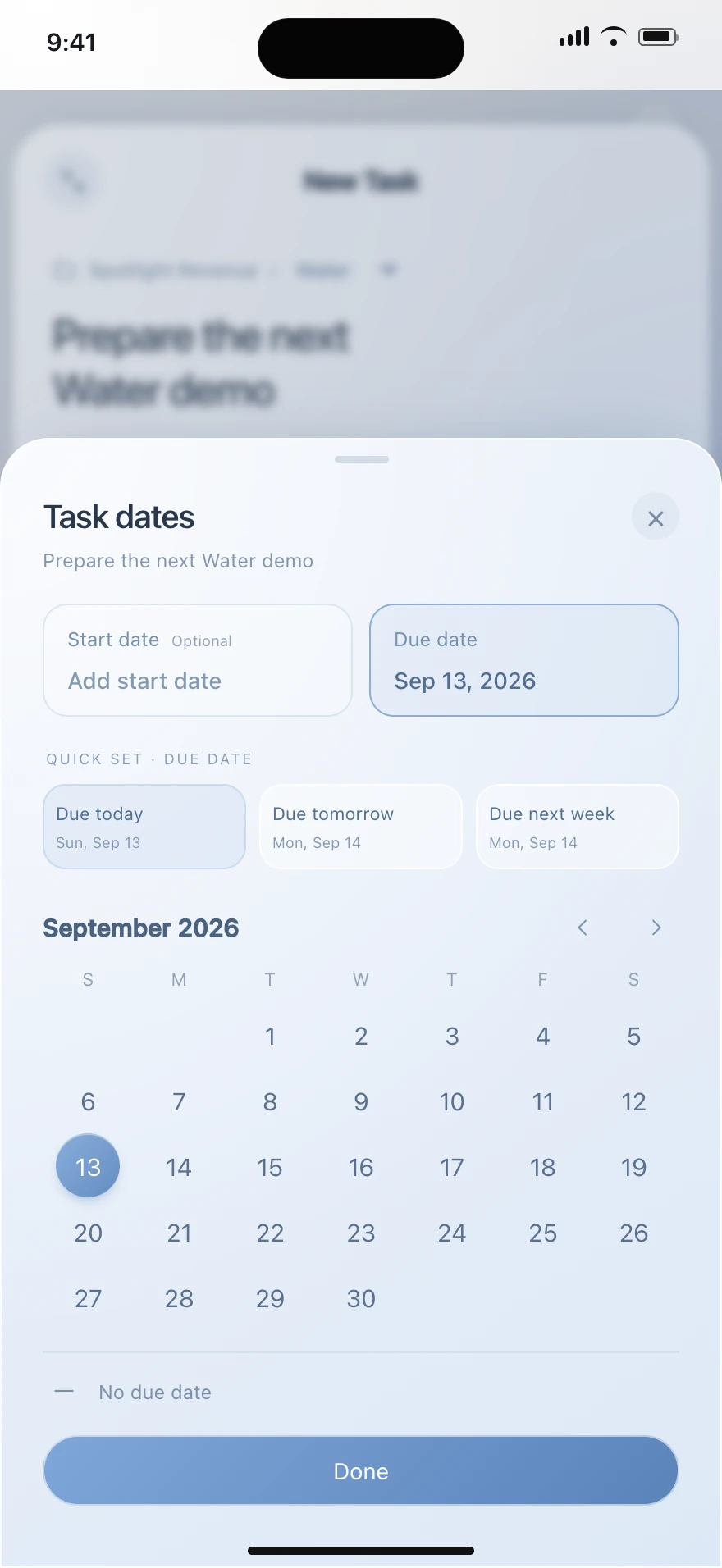 Water accepted design: Schedule