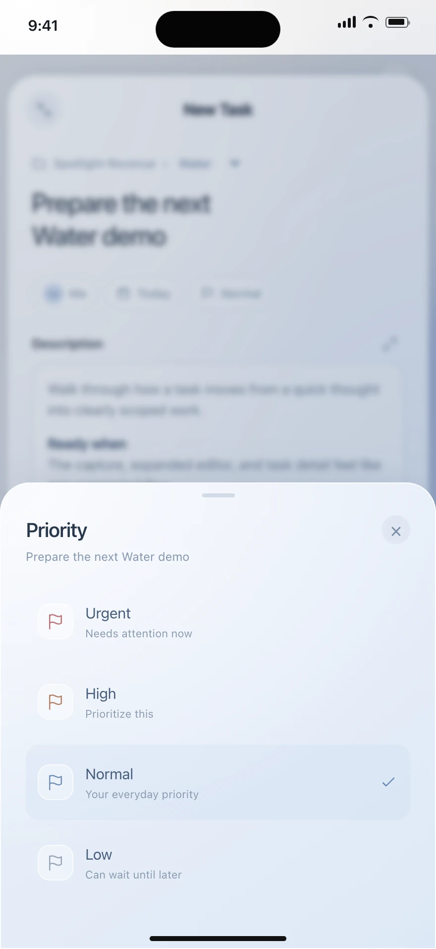 Water accepted design: Prioritize