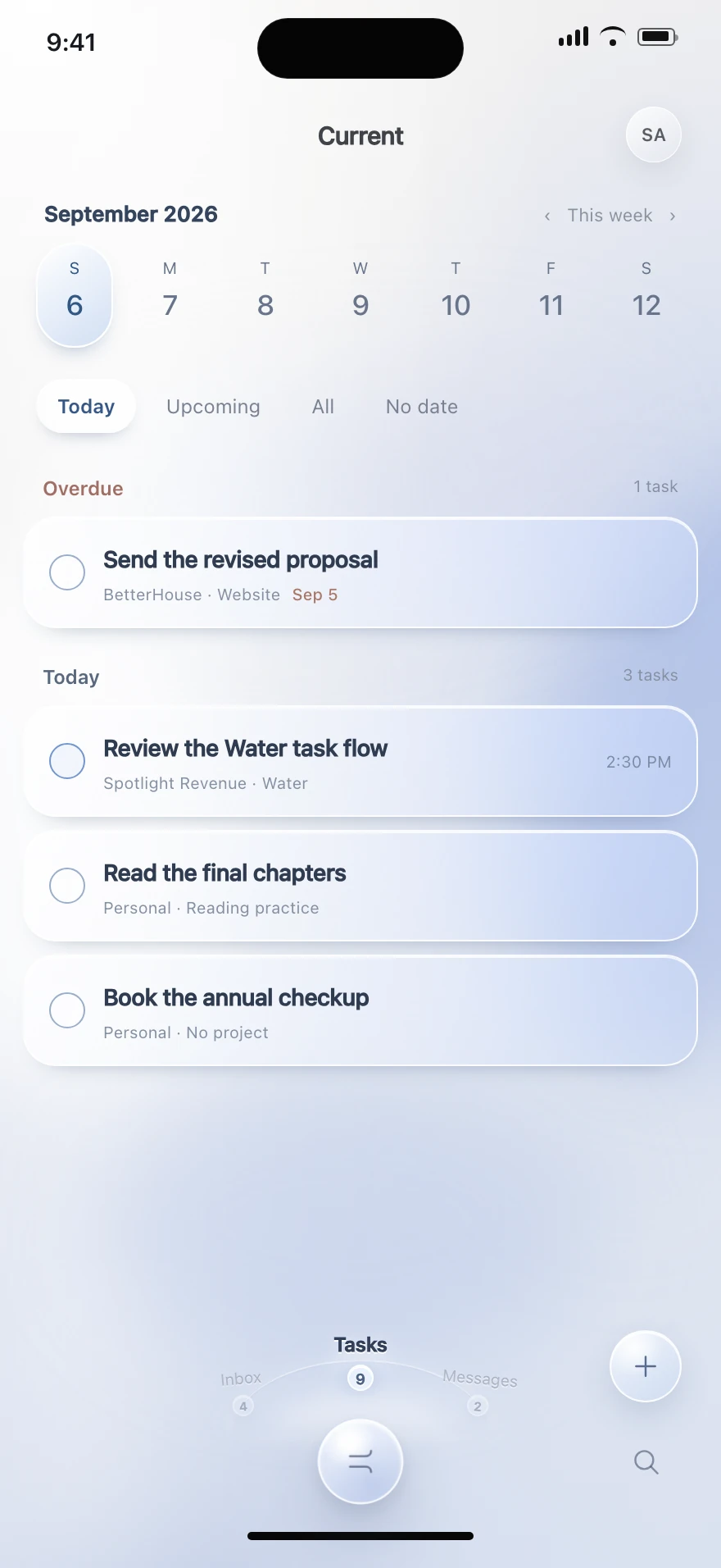 Water accepted design: Tasks